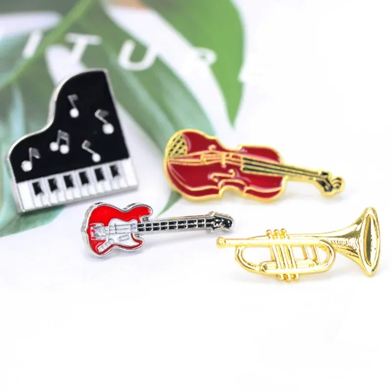 Musical Instrument Symbols - Retro Creative กีตาร์ไวโอลินเปียโนเคลือบ Pins อินเทรนด์เครื่องดนตรีเข็มกลัดกระเป๋าเป้สะพายหลัง Lapel