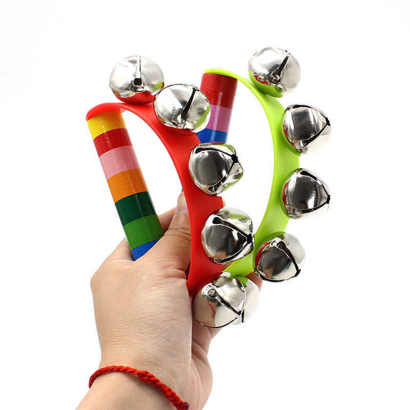 A Musical Instrument You Shake - กระดิ่งมือรูปสายรุ้ง ด้ามจับไม้ เครื่องดนตรีเคาะจังหวะ ของเล่นเขย่ามือ สำหรับผู้ใหญ่ เด็กชาย