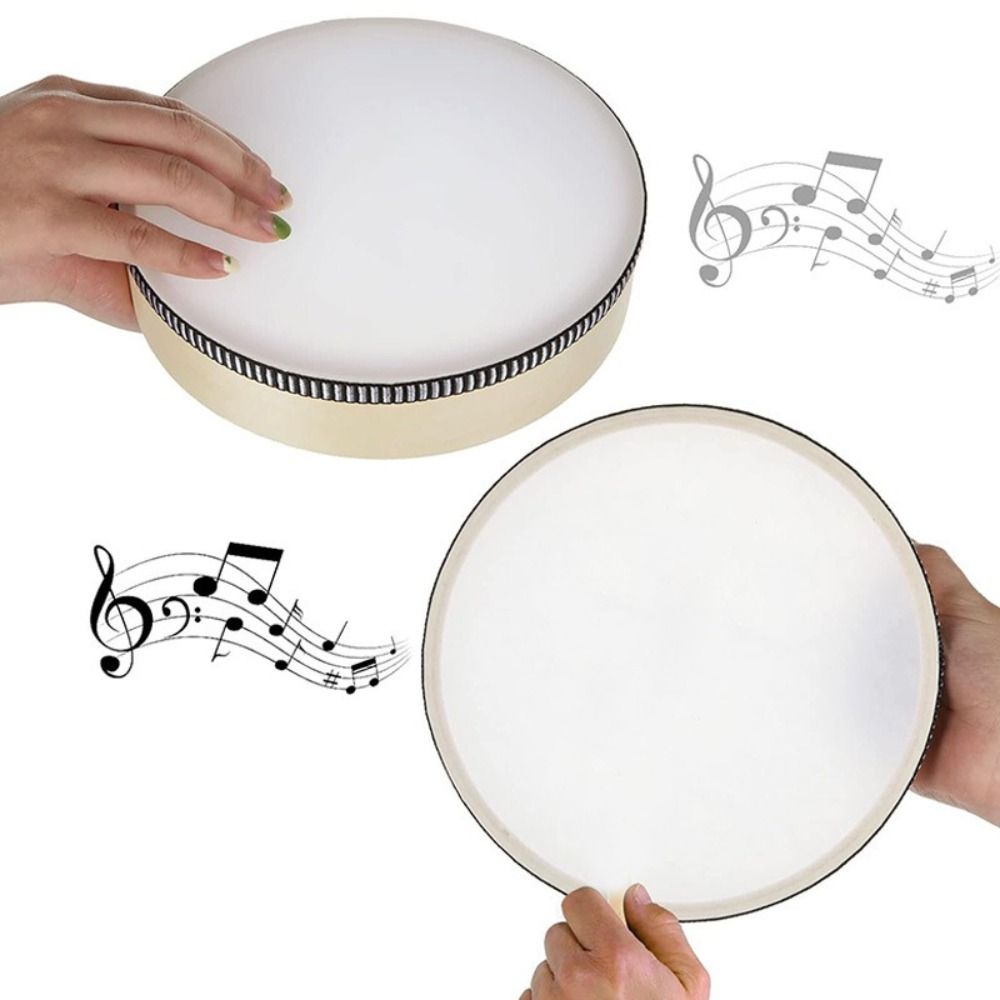 Musical Instrument Kids - กลองไม้ขนาด 4/6/8/10 นิ้ว ของเล่นเครื่องดนตรีแบบมือถือ โครงไม้ ปลอดภัย