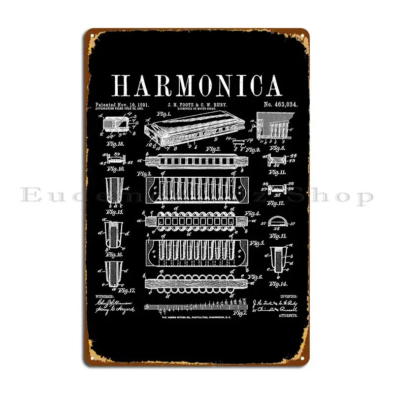 ป้ายโลหะลายเครื่องดนตรีฮาร์โมน - Musical Instrument Sign บทวิจารณ์และราคา